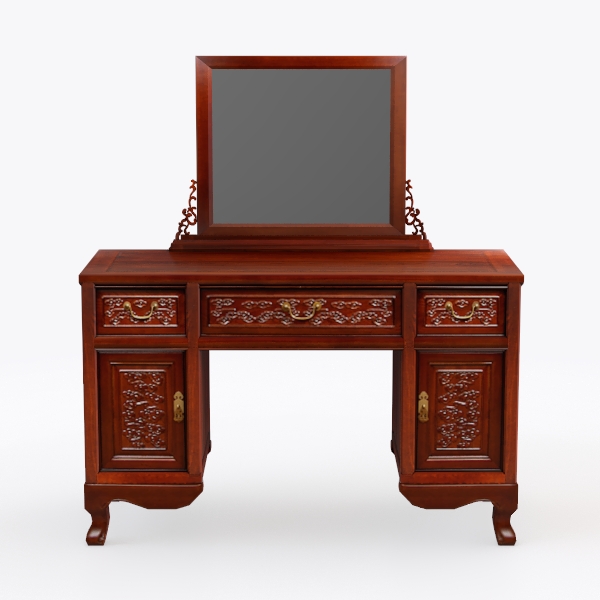 3-Piece Brown and Black Makeup Vanity Set with Tri