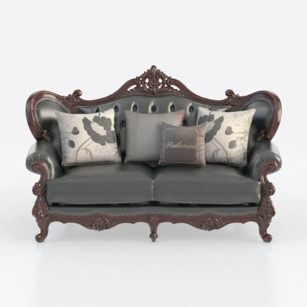 Versailles Loveseat W/3 Pillows in Ivory Velvet & 