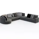 Modern Gray Fabric Large Sectional Sofa With Mixed Throw Pillows 3D Model Right 45 Degree View