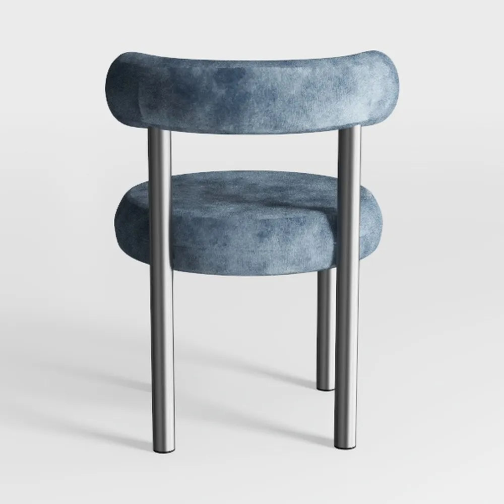 Modern Velvet Dining Chair with Silver Legs Grey