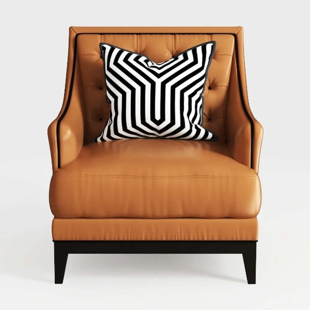 Accent Barrel Chair, Upholstered Faux Leather Club