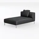 Modern Minimalist Black Fabric Metal Leg Chaise Lounge 3D Model Left 45 Degree View
