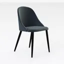 Minimalist Fabric Dining Chair with Black Metal Legs 3D Model Right 45 Degree View