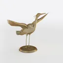 Brass Metal Crane Sculpture Decorative Figurine 3D Model Right 45 Degree View