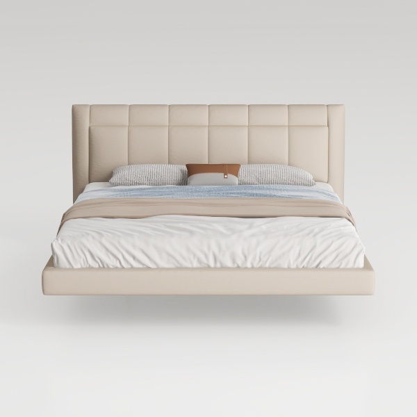 DWVO Queen Bed Frame Linen Fabric Upholstered