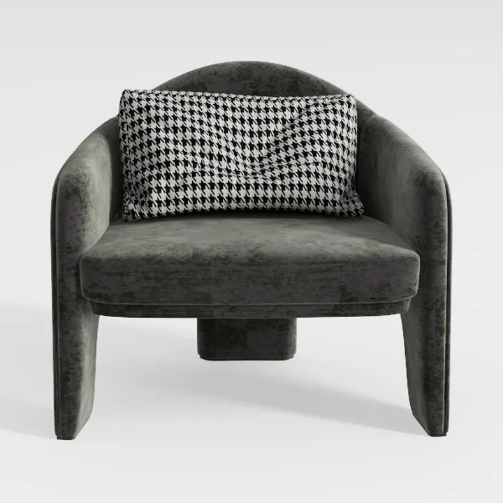 COLAMY Upholstered Velvet Barrel Accent Chair with