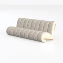Minimalist Boucle Fabric Channel Tufted Sofa 3D Model Left 45 Degree View