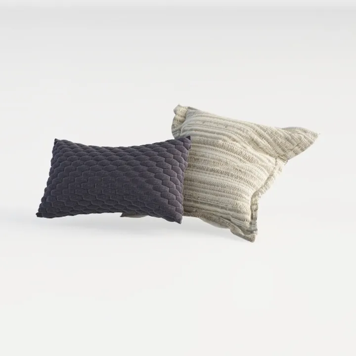 Fabric Textured Decorative Throw Pillows 3D Model