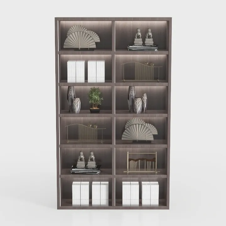 Modern Solid Wood Freestanding Display Bookshelf 3D Model