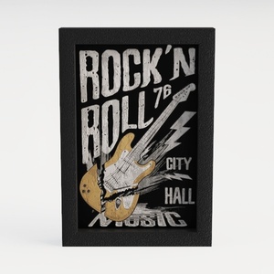 Vintage Rock N Roll Themed Decorative Wall Art Plaque 3D Model