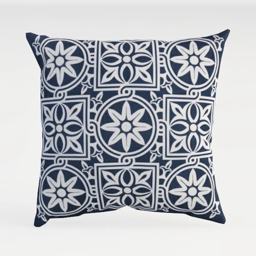 ChezMax Blue and White Porcelain Throw Pillow