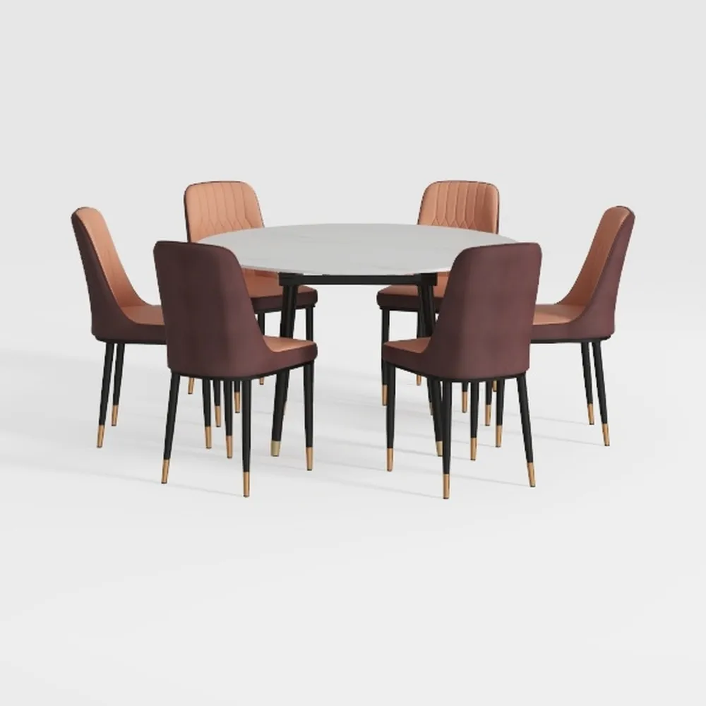 Brown Dining Chairs Set of 4 Faux Leather Kitchen