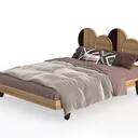 Modern Solid Wood Two Tone Creative Headboard King Bed 3D Model Left 45 Degree View