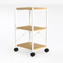 3-Tier Rolling Utility Cart,Plastic Storage Cart Left 45 Degree View
