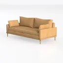 Minimalist Corduroy Solid Wood Loveseat Sofa 3D Model Left 45 Degree View