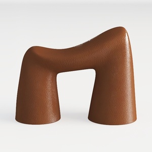 Minimalist Brown Leather Abstract Stool 3D Model