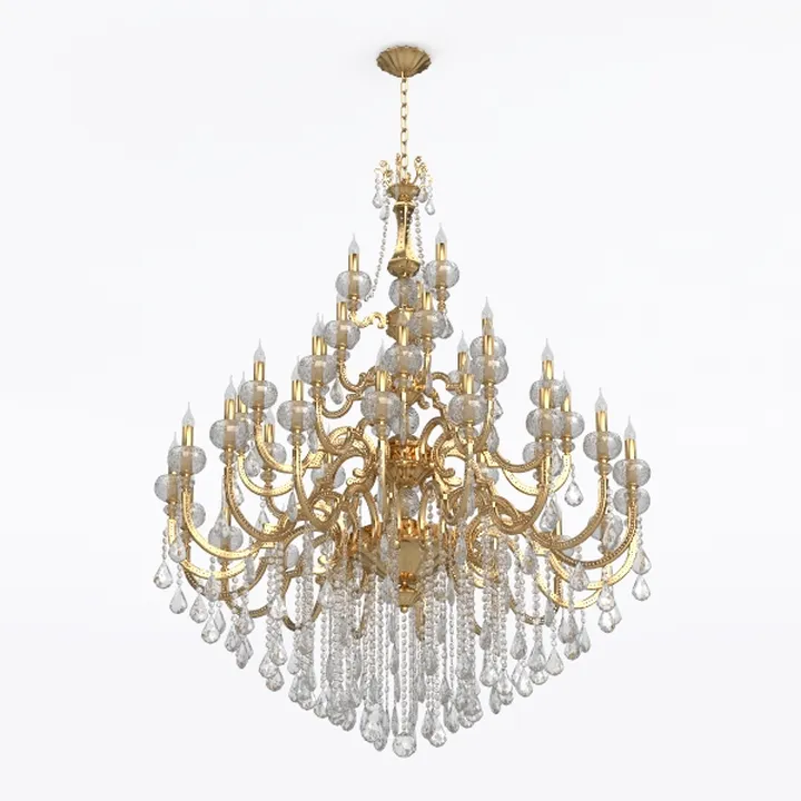 Luxury Gold Crystal Chandelier 3D Model