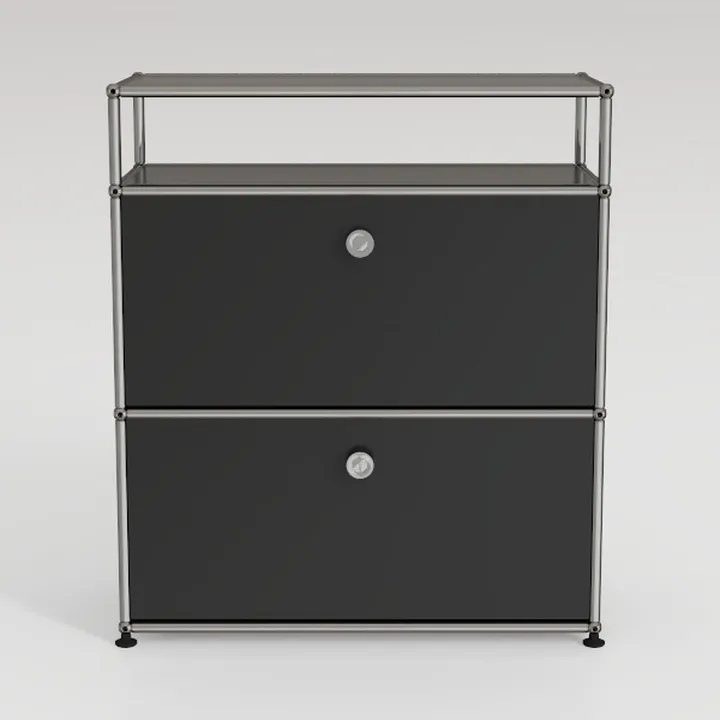 Modern Metal Black Double Drawer Storage Cabinet 3D Model