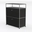 Modern Metal Black Double Drawer Storage Cabinet 3D Model Left 45 Degree View