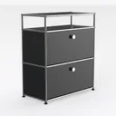 Modern Metal Black Double Drawer Storage Cabinet 3D Model Right 45 Degree View