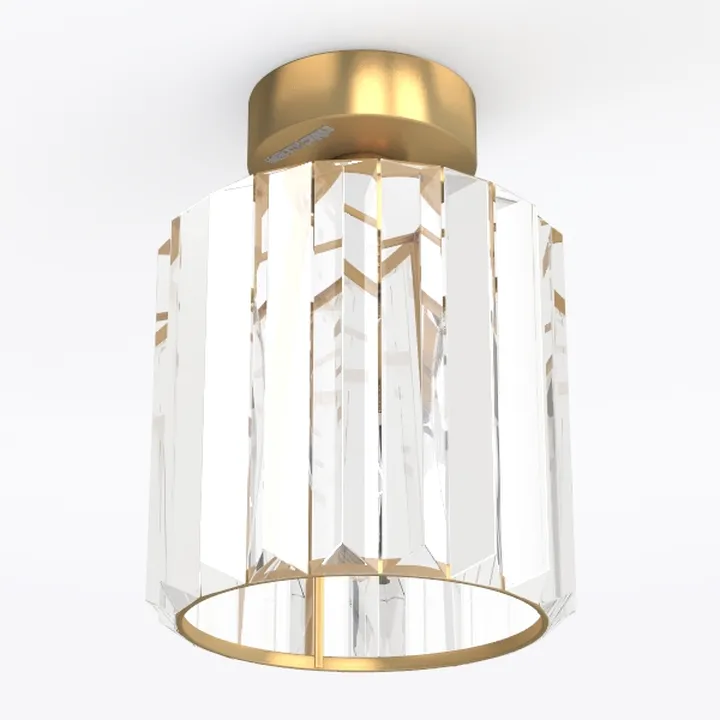 Crystal Gold Semi Flush Mount Ceiling Light Modern