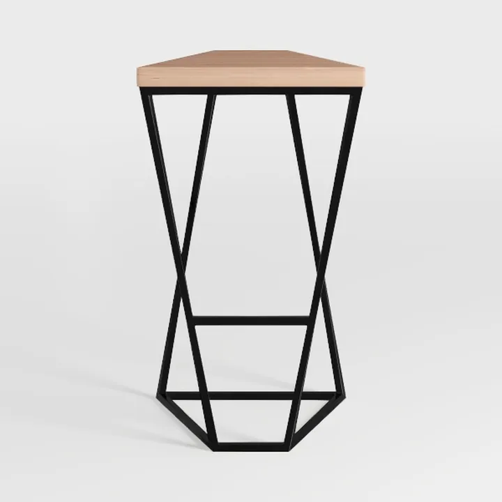 Modern Minimalist Oak Metal Triangle Side Table 3D Model