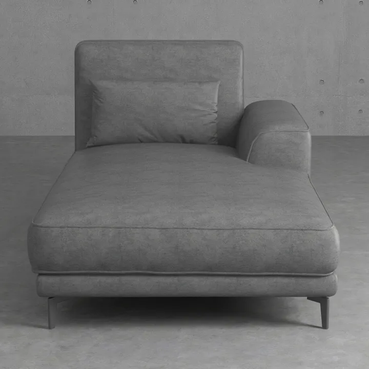 Modern Minimalist Grey Fabric Chaise Lounge 3D Model