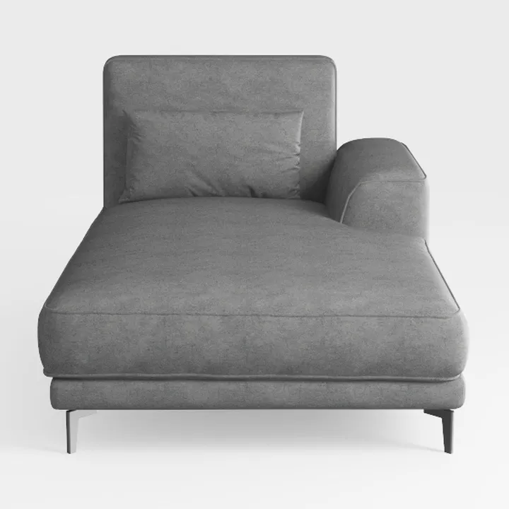 Modern Minimalist Grey Fabric Chaise Lounge 3D Model