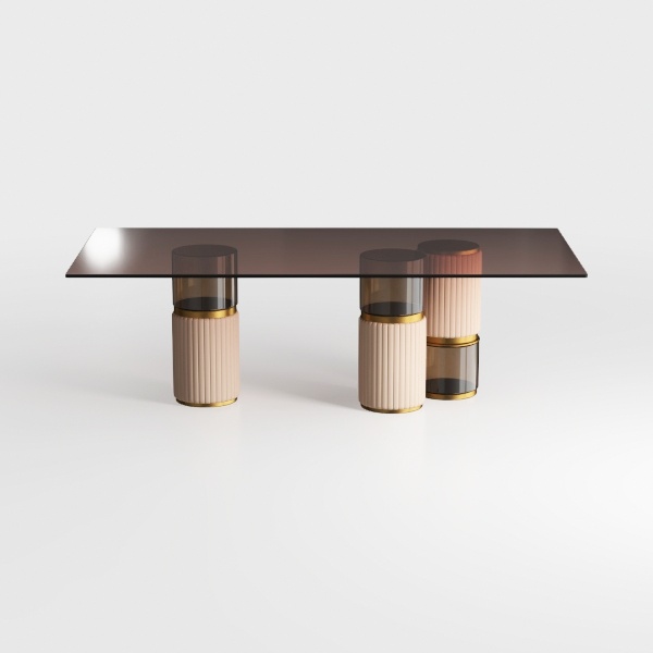 Zelan Modern Deep Grey Stone 70.86 in. Trestle Din