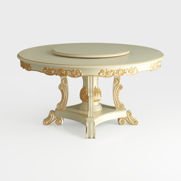 Aurora White Wood Round 60 in. Pedestal Base Dinin