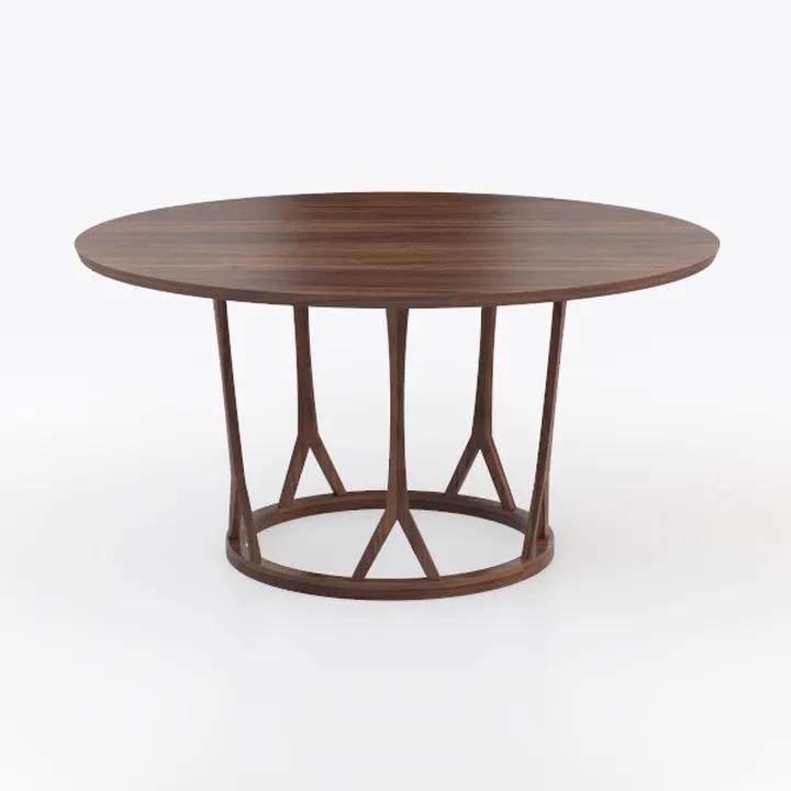 Modern Walnut Round Dining Table 3D Model