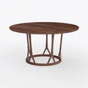 Modern Walnut Round Dining Table 3D Model Left 45 Degree View
