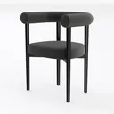 Minimalist Black Leather Upholstered Armchair 3D Model Left 45 Degree View