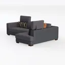 Modern Dark Gray Fabric L-shaped Sectional Sofa with Decorative Pillows 3D Model Left 45 Degree View