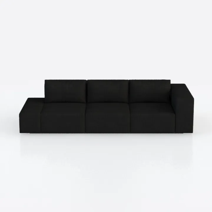 Minimalist Black Fabric L Shape Sectional Sofa 3D Model