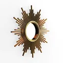 Gold Metal Sunburst Round Wall Mirror 3D Model Right 45 Degree View