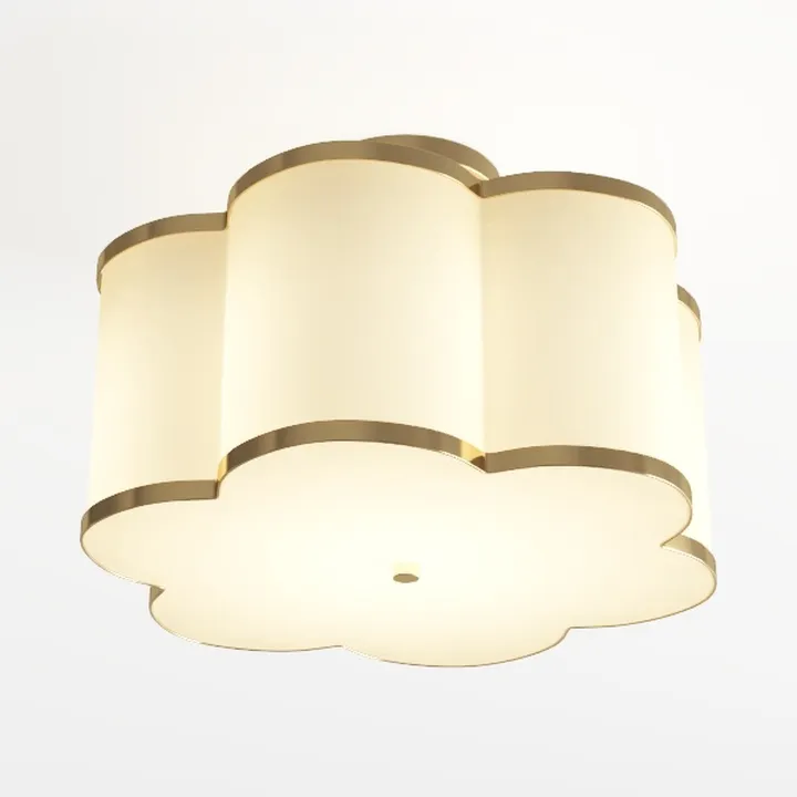 Modern Brass Fabric Flower Shape Ceiling Lamp 3D Model