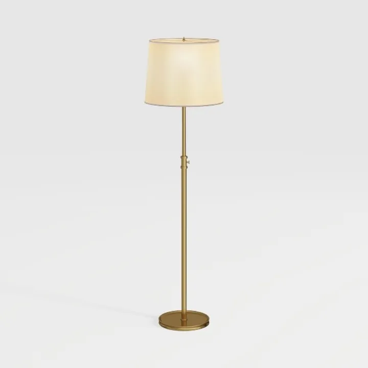 Brass Metal Linen Shade Modern Floor Lamp 3D Model
