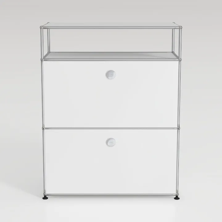 Modern Minimalist White Metal Solid Wood Cabinet 3D Model