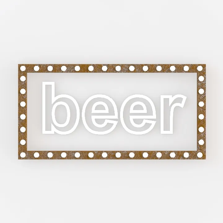 Vintage Rustic Metal Beer Marquee Sign Wall Decor 3D Model