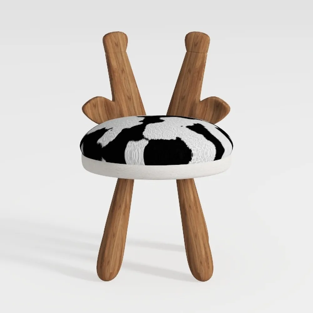 Buttercup White and Black Polyester Storage Stool