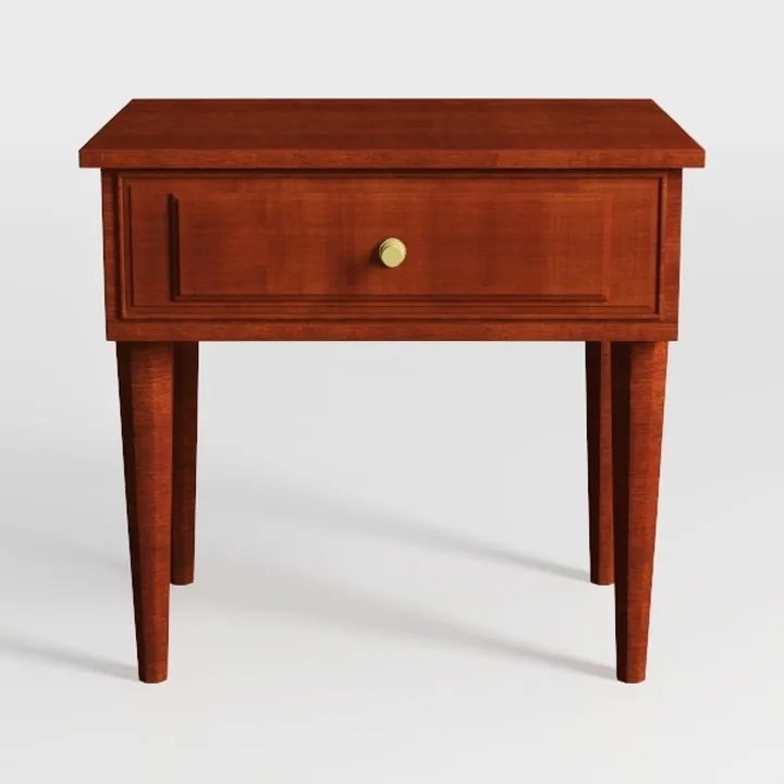 Classic Solid Wood Single Drawer Nightstand 3D Model
