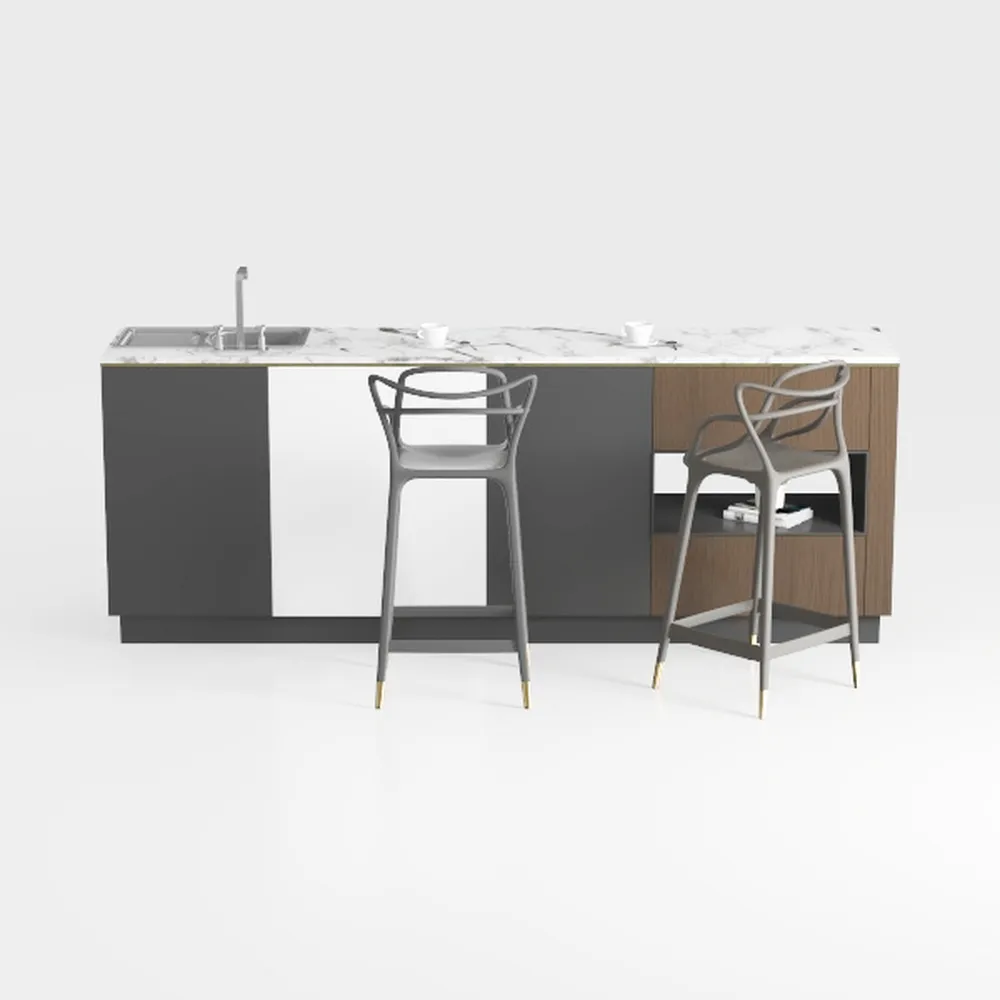 Walnut and Black Metal Backrest Counter Bar Stools