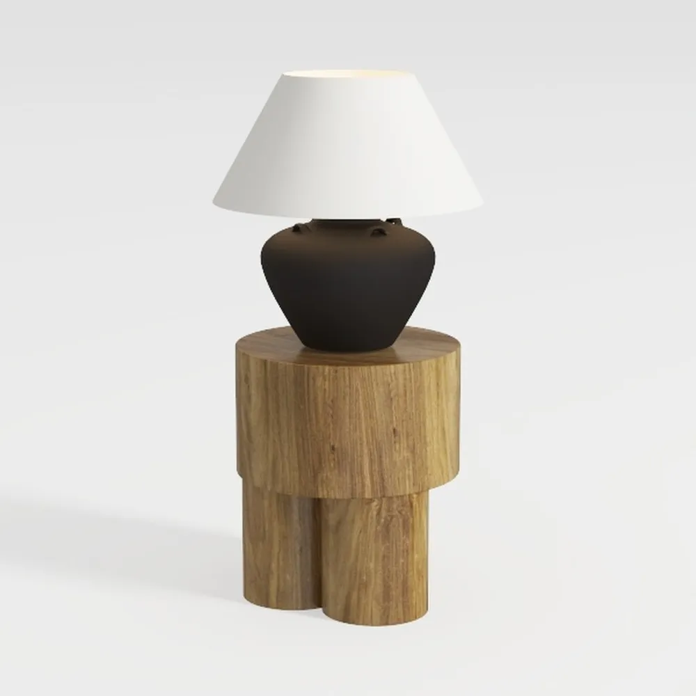 LuxenHome Round Side Table, 19" Tall End Table