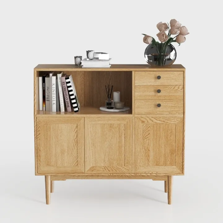 Rattan Storage Cabinet Boho Sideboard Buffet with