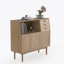 Rattan Storage Cabinet Boho Sideboard Buffet with Right 45 Degree View
