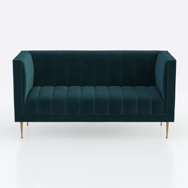 3-Piece Modern Velvet/Metal Sofa & Armchair Set in