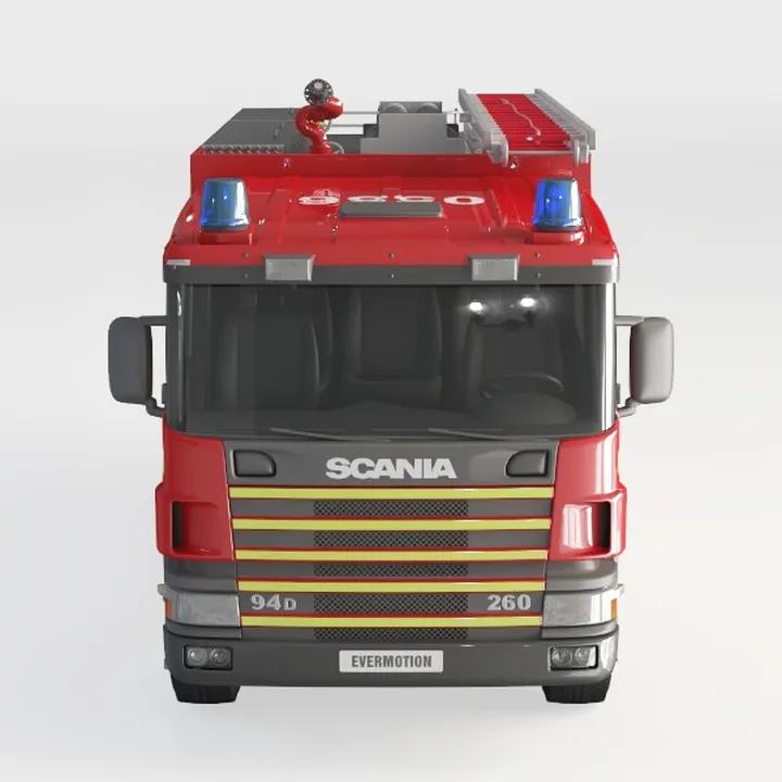 Realistic Red Fire Truck Emergency Vehicle 3D Model