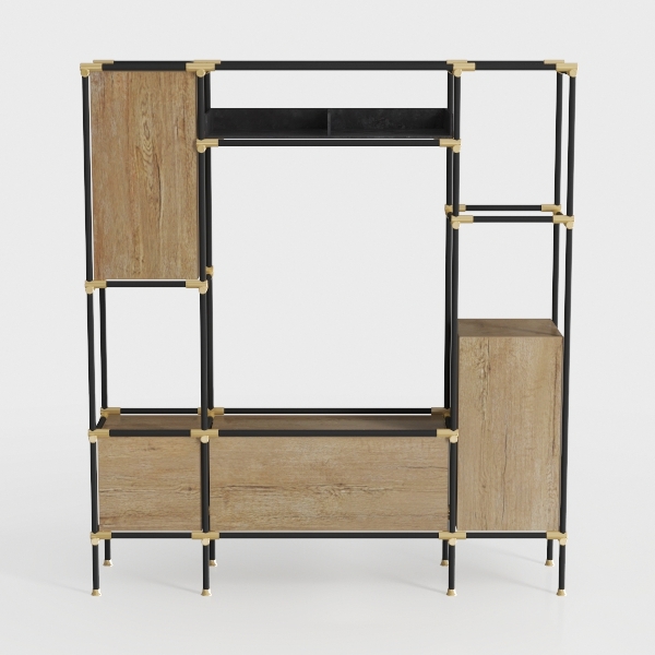 Dresser with Hanging Rack, 4 Drawers Small Closet