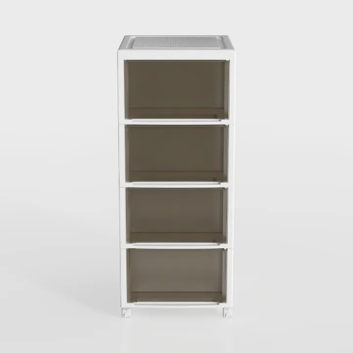 Minimalist White Plastic Clear Drawer Storage Cabinet 3D Model